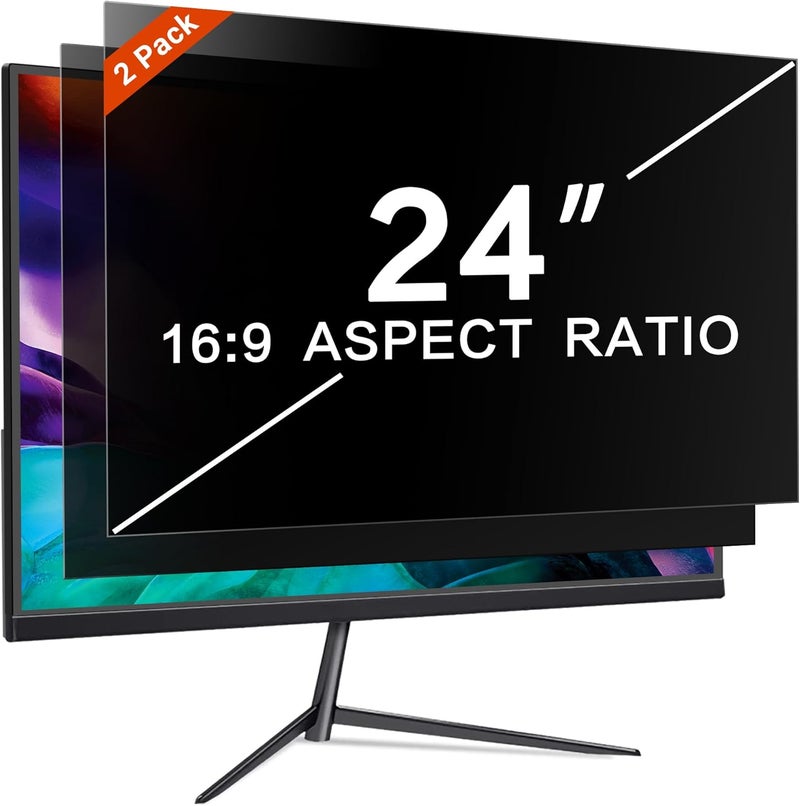 pys 24 Inch Monitor Privacy Screen for 16:9 Computer Monitors – Anti-Glare Removable Filter Shields Sensitive Data, Reduces Blue Light & Protects Eyes for Home/Office Use - Image 1